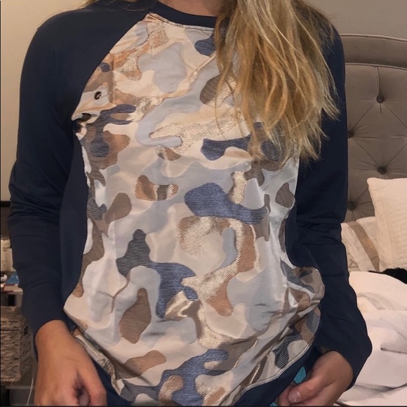 Koral Tops - Koral-Camouflaged Sweatshirt with drawstring NWOT